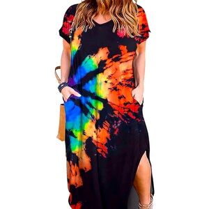 117. Women's tie dye sleeveless maxi dress